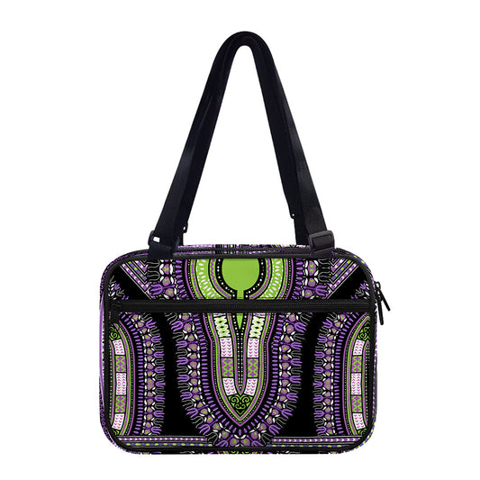 Black And Purple African Dashiki Print Double Strap Bible Bag