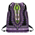Black And Purple African Dashiki Print Drawstring Backpack