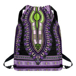 Black And Purple African Dashiki Print Drawstring Backpack
