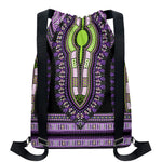 Black And Purple African Dashiki Print Drawstring Backpack