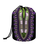Black And Purple African Dashiki Print Drawstring Makeup Bag