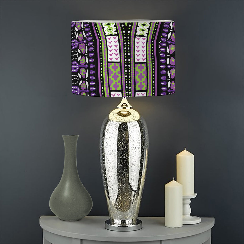 Black And Purple African Dashiki Print Drum Lamp Shade