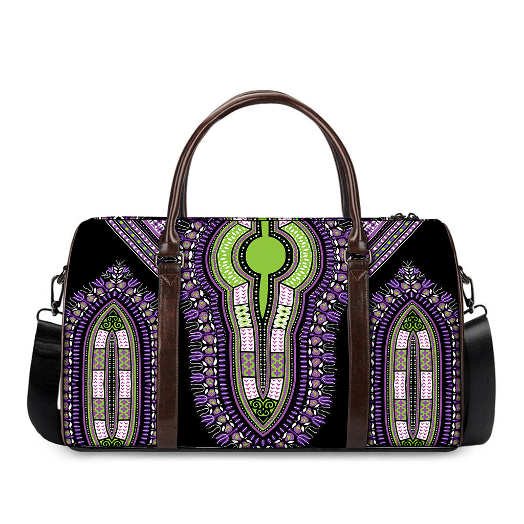 Black And Purple African Dashiki Print Duffle Bag