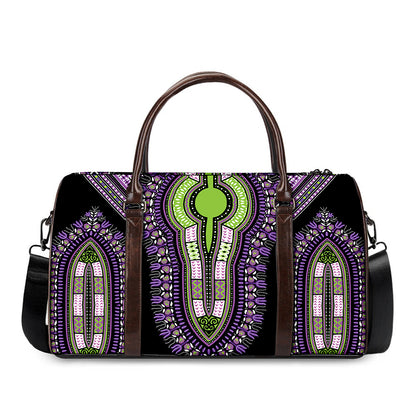 Black And Purple African Dashiki Print Duffle Bag