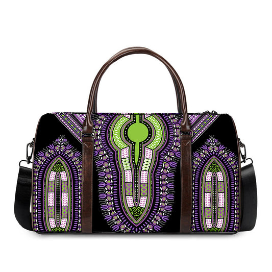 Black And Purple African Dashiki Print Duffle Bag