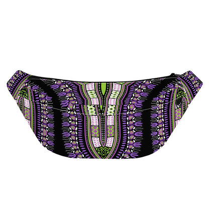 Black And Purple African Dashiki Print Fanny Pack