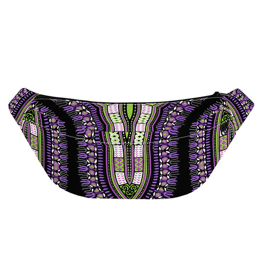 Black And Purple African Dashiki Print Fanny Pack