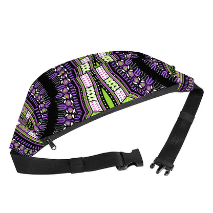 Black And Purple African Dashiki Print Fanny Pack