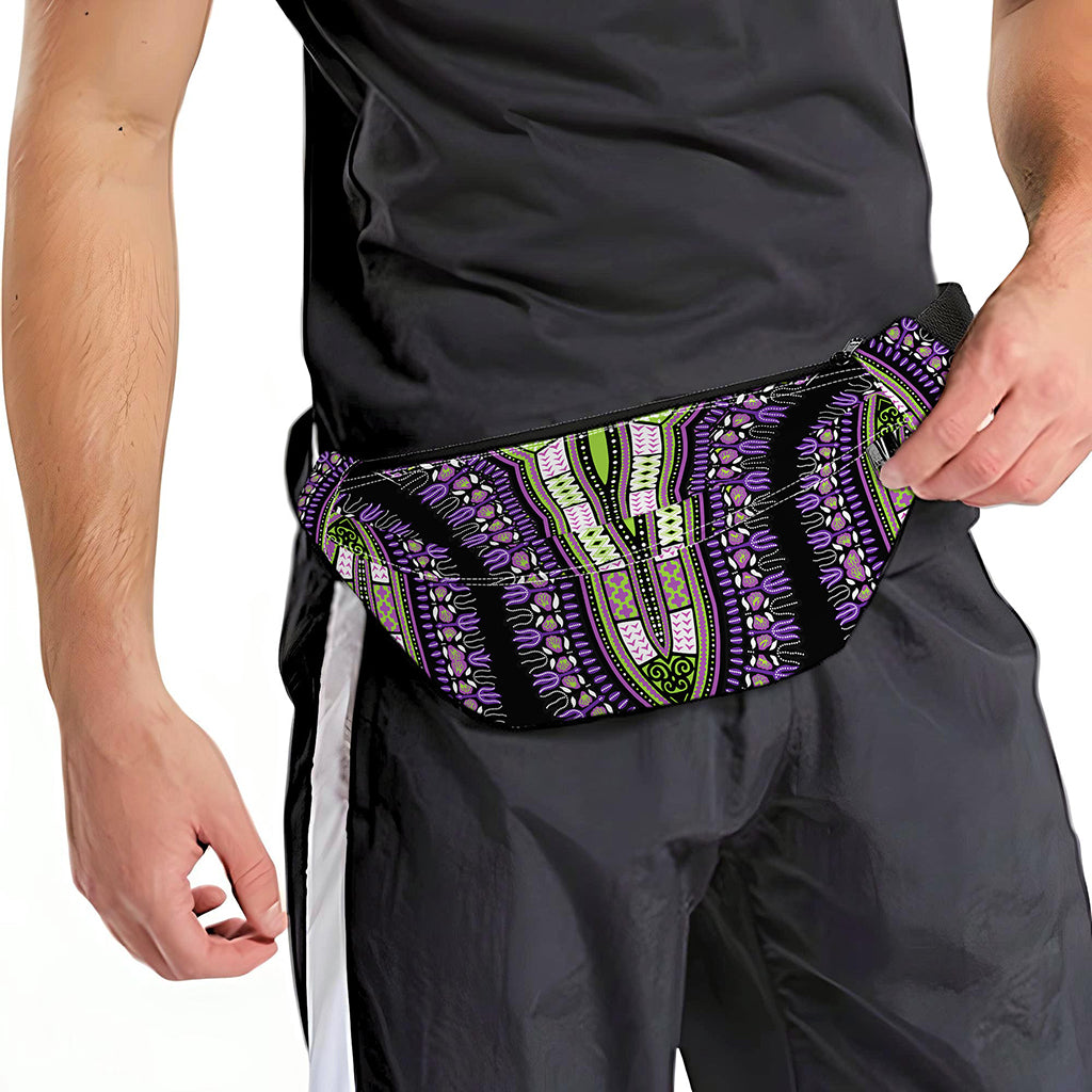 Black And Purple African Dashiki Print Fanny Pack