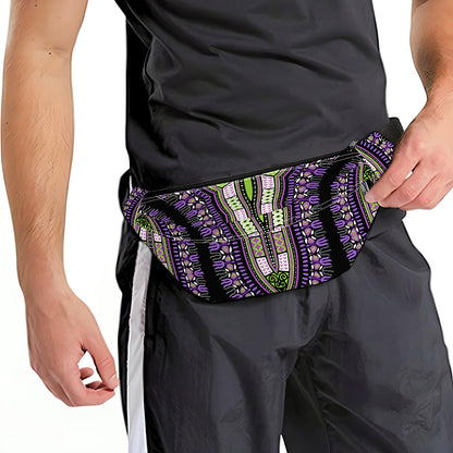 Black And Purple African Dashiki Print Fanny Pack