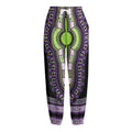 Black And Purple African Dashiki Print Fleece Lined Knit Pants