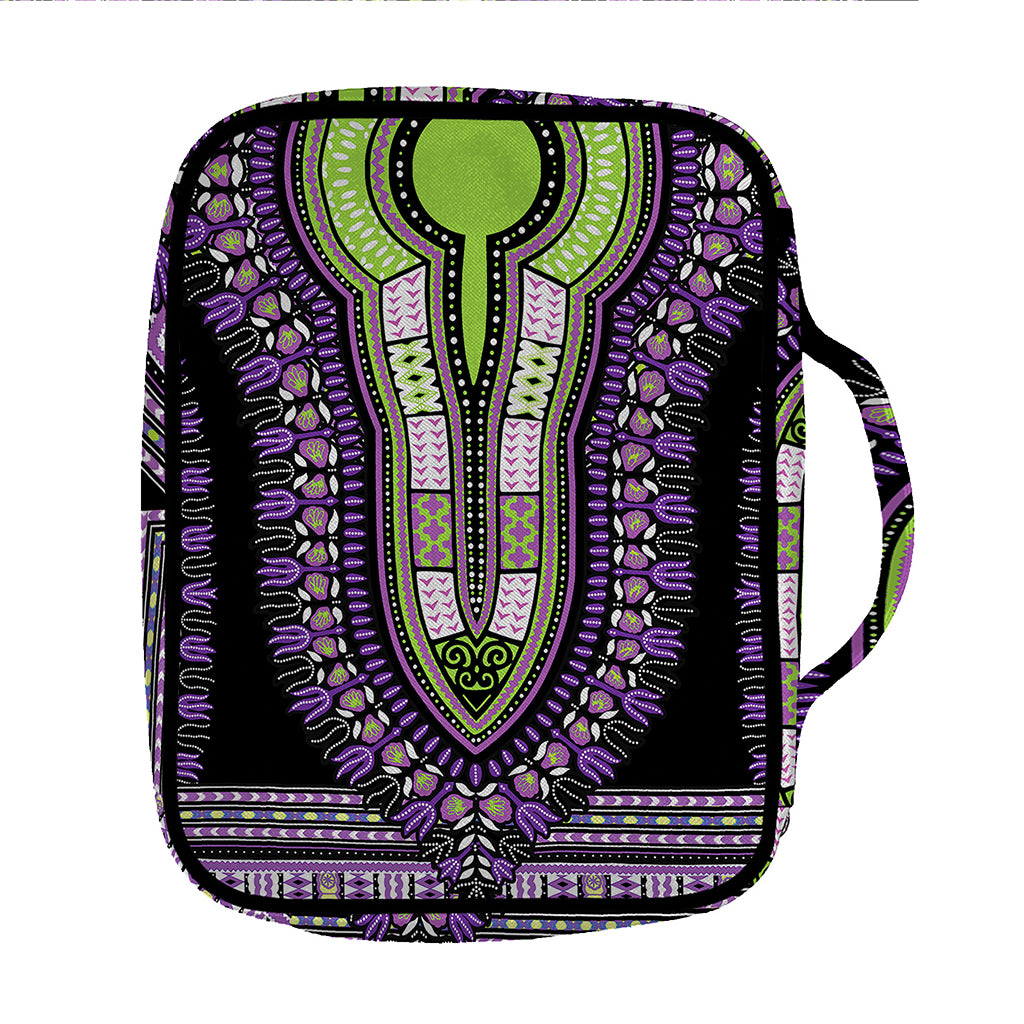 Black And Purple African Dashiki Print Front Pocket Bible Bag