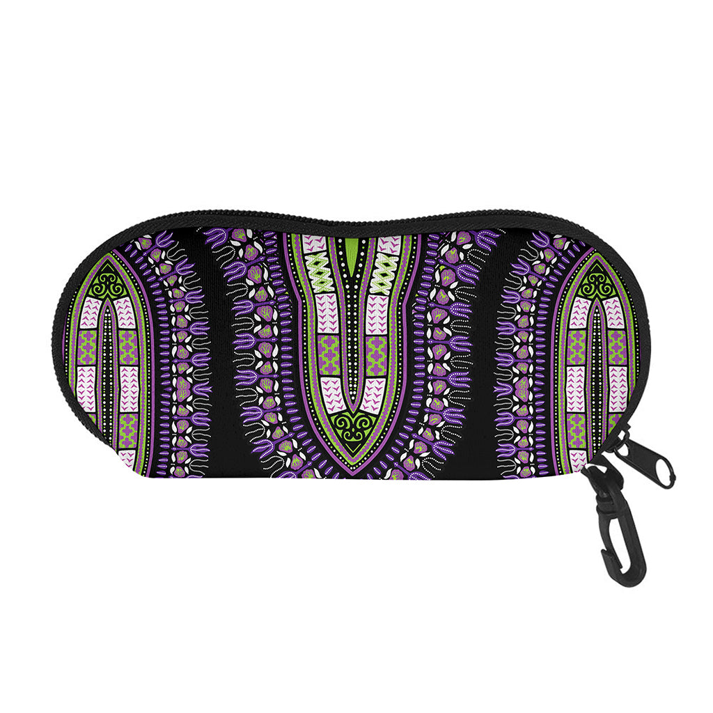 Black And Purple African Dashiki Print Glasses Case