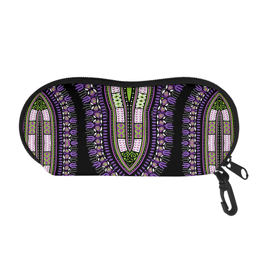 Black And Purple African Dashiki Print Glasses Case