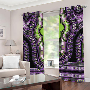 Black And Purple African Dashiki Print Grommet Curtains