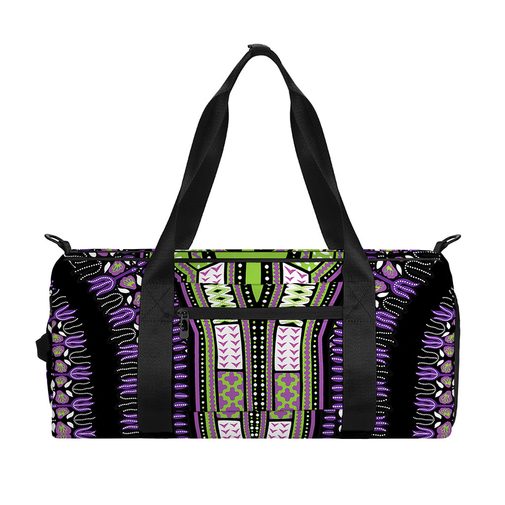 Black And Purple African Dashiki Print Gym Bag