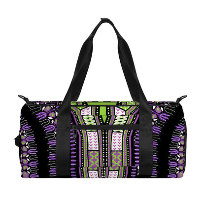 Black And Purple African Dashiki Print Gym Bag