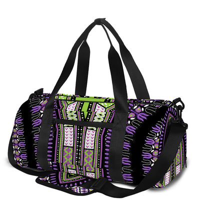 Black And Purple African Dashiki Print Gym Bag