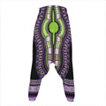 Black And Purple African Dashiki Print Hammer Pants
