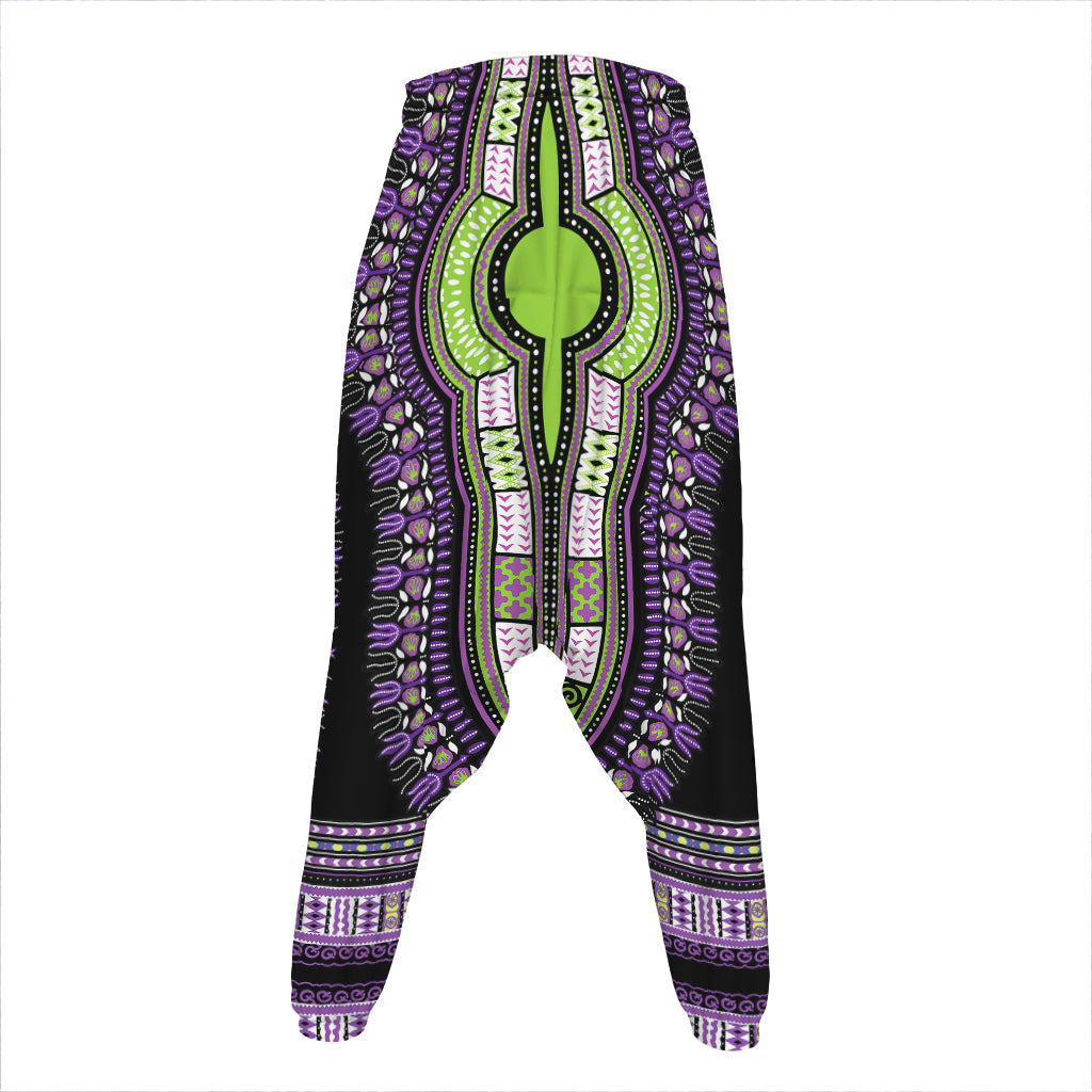 Black And Purple African Dashiki Print Hammer Pants