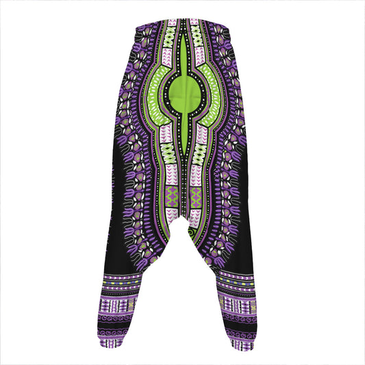 Black And Purple African Dashiki Print Hammer Pants
