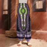 Black And Purple African Dashiki Print Harem Pants