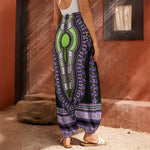 Black And Purple African Dashiki Print Harem Pants