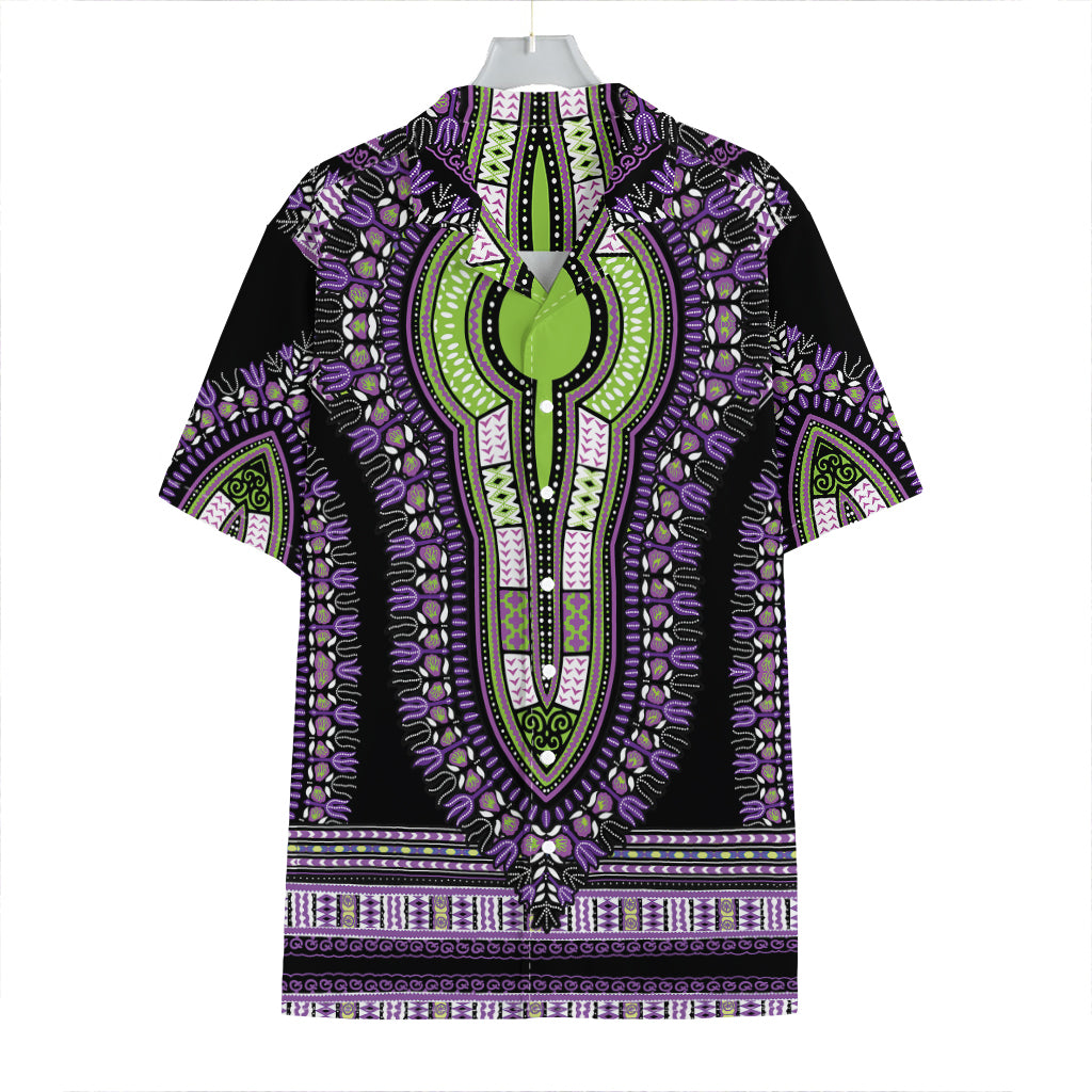 Black And Purple African Dashiki Print Hawaiian Shirt