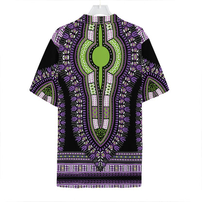 Black And Purple African Dashiki Print Hawaiian Shirt