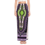 Black And Purple African Dashiki Print High Slit Maxi Skirt