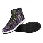 Black And Purple African Dashiki Print High Top Leather Sneakers