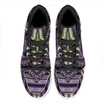 Black And Purple African Dashiki Print High Top Leather Sneakers