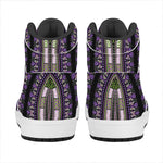 Black And Purple African Dashiki Print High Top Leather Sneakers