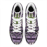 Black And Purple African Dashiki Print High Top Leather Sneakers
