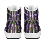 Black And Purple African Dashiki Print High Top Leather Sneakers