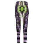 Black And Purple African Dashiki Print High-Waisted Pocket Leggings