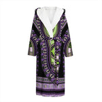 Black And Purple African Dashiki Print Hooded Bathrobe