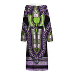 Black And Purple African Dashiki Print Hooded Bathrobe