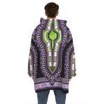 Black And Purple African Dashiki Print Hoodie Blanket