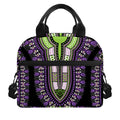 Black And Purple African Dashiki Print Insulated Lunch Bag