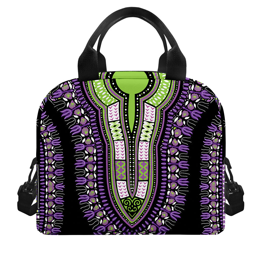 Black And Purple African Dashiki Print Insulated Lunch Bag