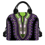 Black And Purple African Dashiki Print Insulated Lunch Bag