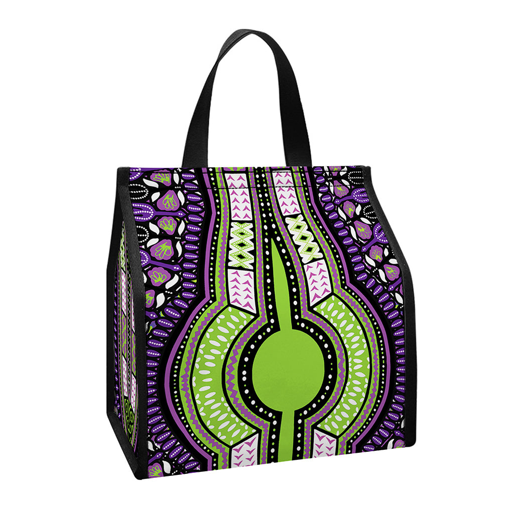 Black And Purple African Dashiki Print Insulated Lunch Tote