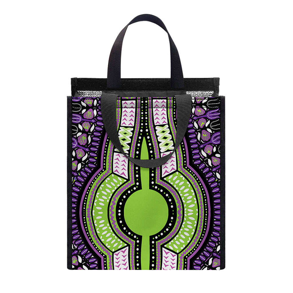 Black And Purple African Dashiki Print Insulated Lunch Tote