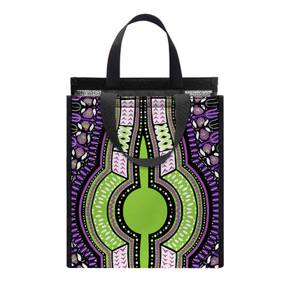 Black And Purple African Dashiki Print Insulated Lunch Tote