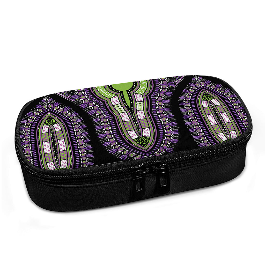 Black And Purple African Dashiki Print Insulin Cooler Travel Case