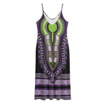 Black And Purple African Dashiki Print Jersey Midi Cami Dress