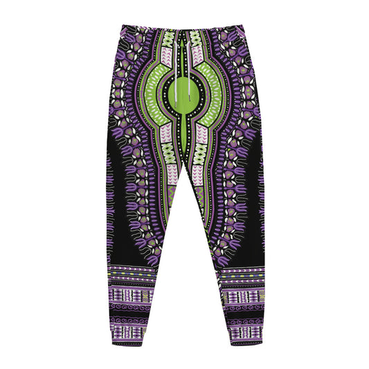 Black And Purple African Dashiki Print Jogger Pants
