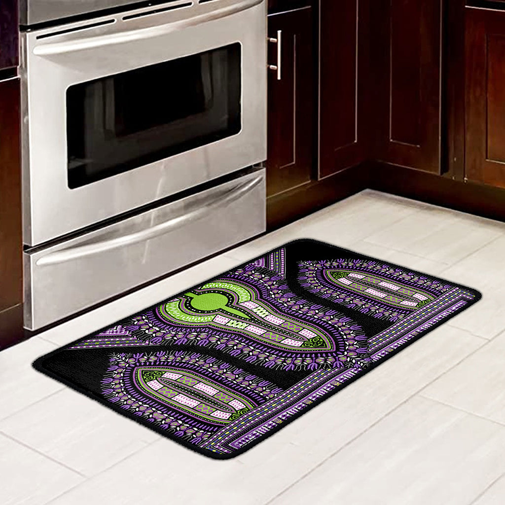 Black And Purple African Dashiki Print Kitchen Mat