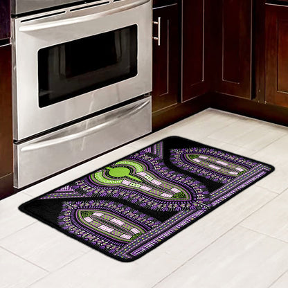 Black And Purple African Dashiki Print Kitchen Mat
